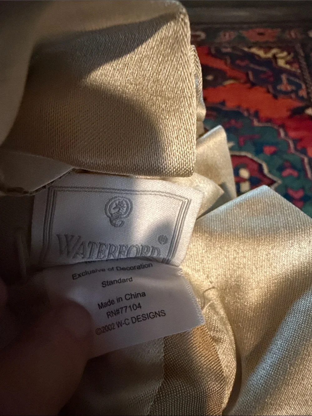 New ~ Waterford Champagne Gold Satin Standard Pillow Sham